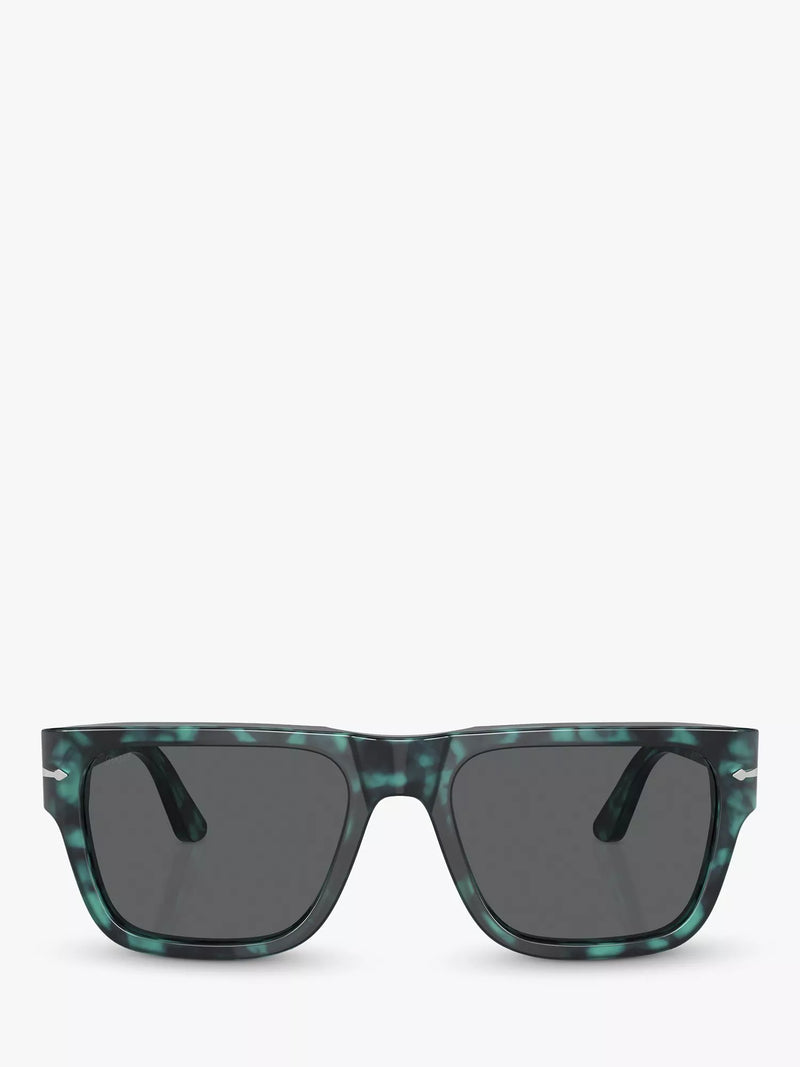 Persol D-Frame sunglasses in Blue Havana with grey tinted lenses, UK version