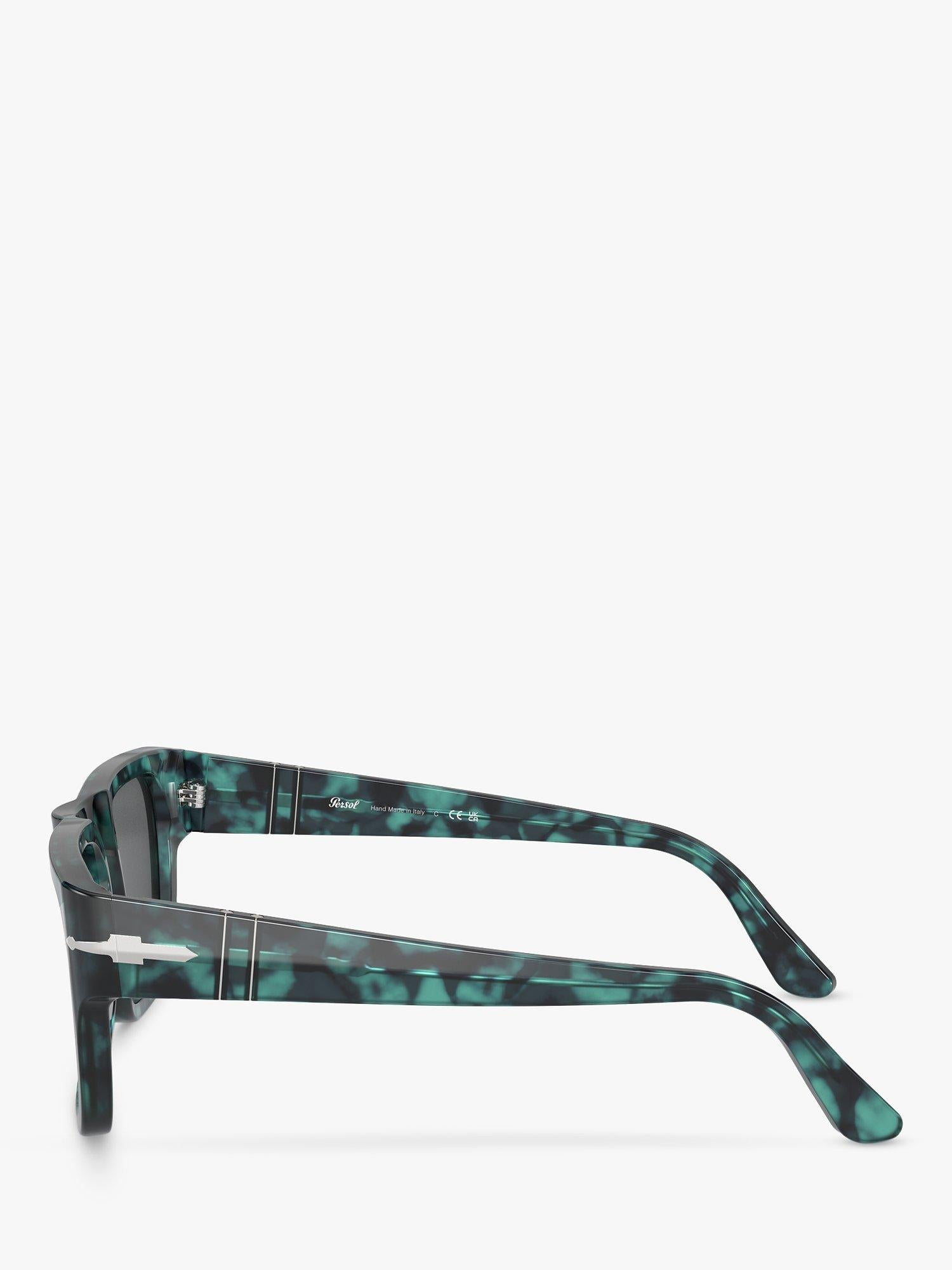 Persol D-Frame sunglasses in Blue Havana with grey tinted lenses, UK version