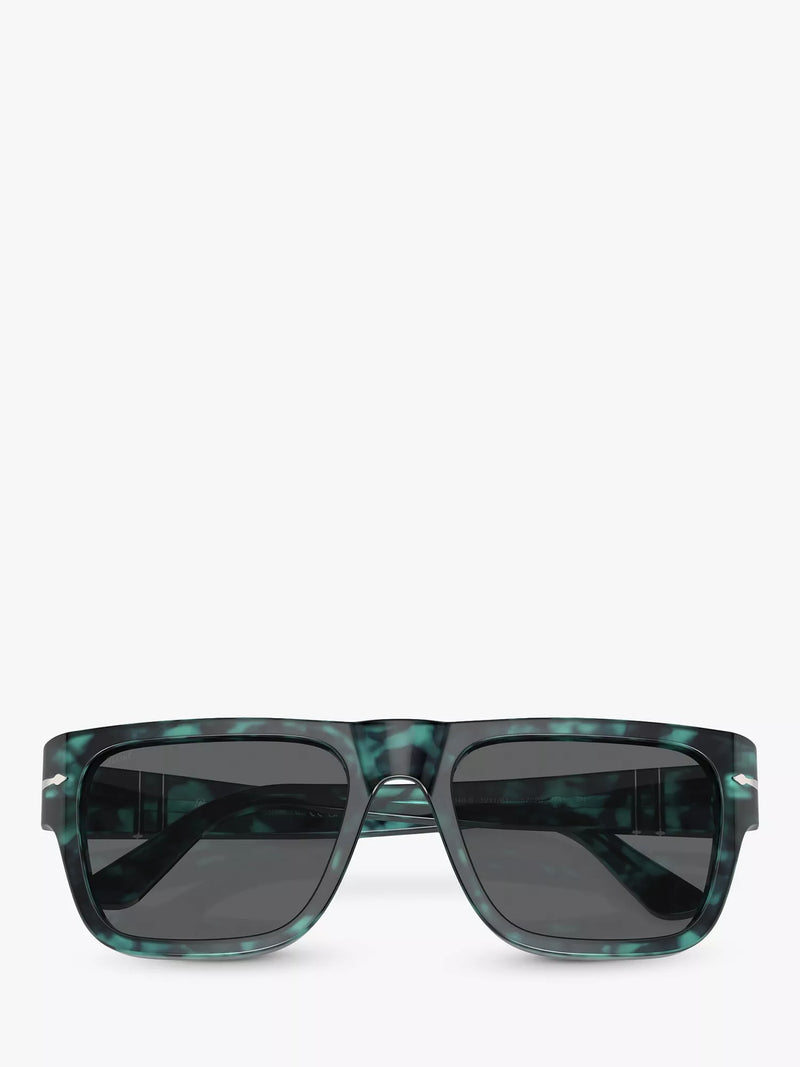 Persol D-Frame sunglasses in Blue Havana with grey tinted lenses, UK version