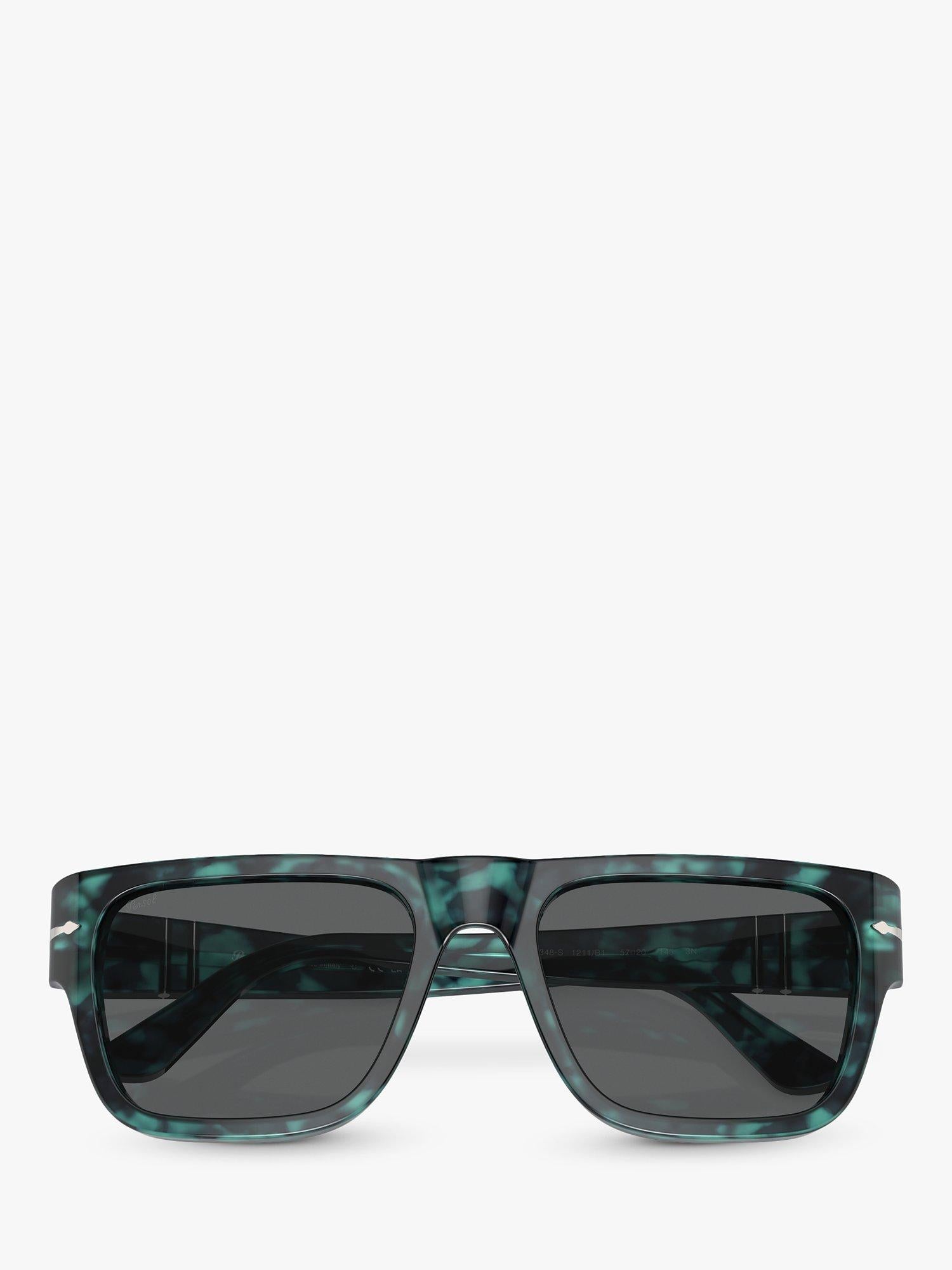 Persol D-Frame sunglasses in Blue Havana with grey tinted lenses, UK version