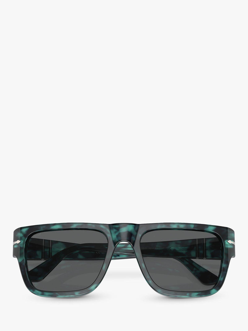 Persol D-Frame sunglasses in Blue Havana with grey tinted lenses, UK version