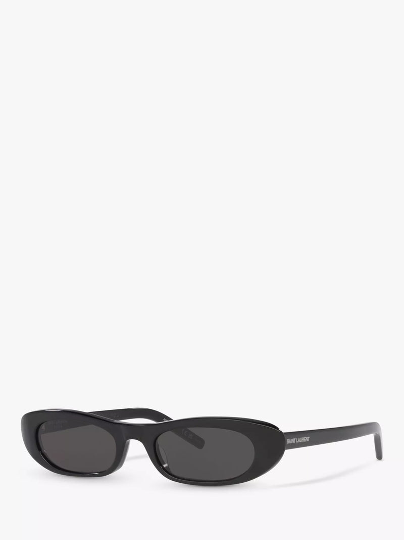 Yves Saint Laurent oval sunglasses black frame grey lenses (British brand)