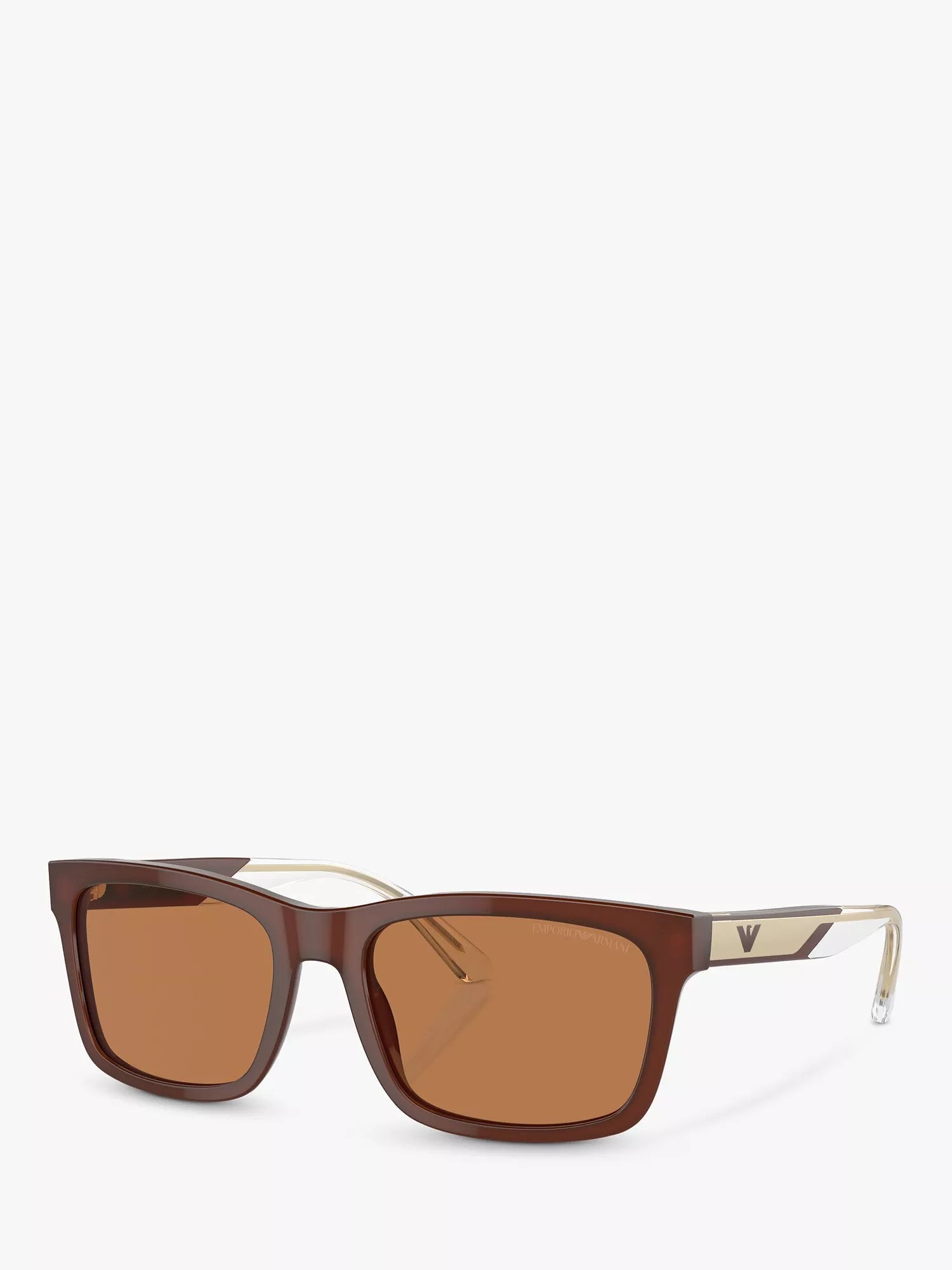 Emporio Armani men's rectangular sunglasses brown polyamide lenses - British product