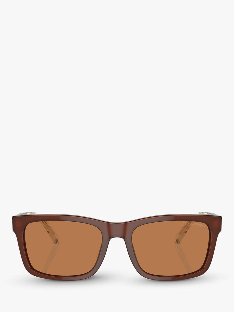 Emporio Armani men's rectangular sunglasses brown polyamide lenses - British product