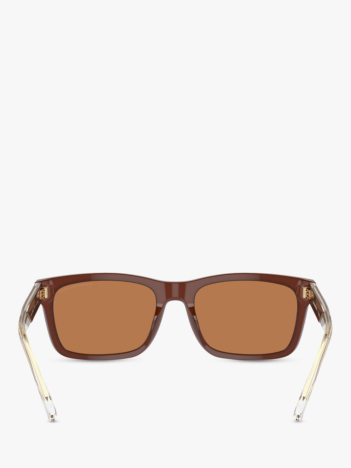 Emporio Armani men's rectangular sunglasses brown polyamide lenses - British product