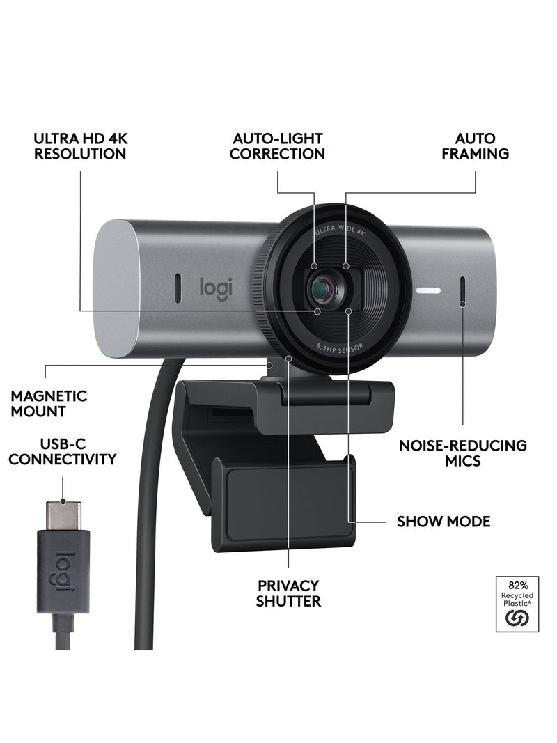 Logitech MX Brio 4K Ultra HD webcam, UK version