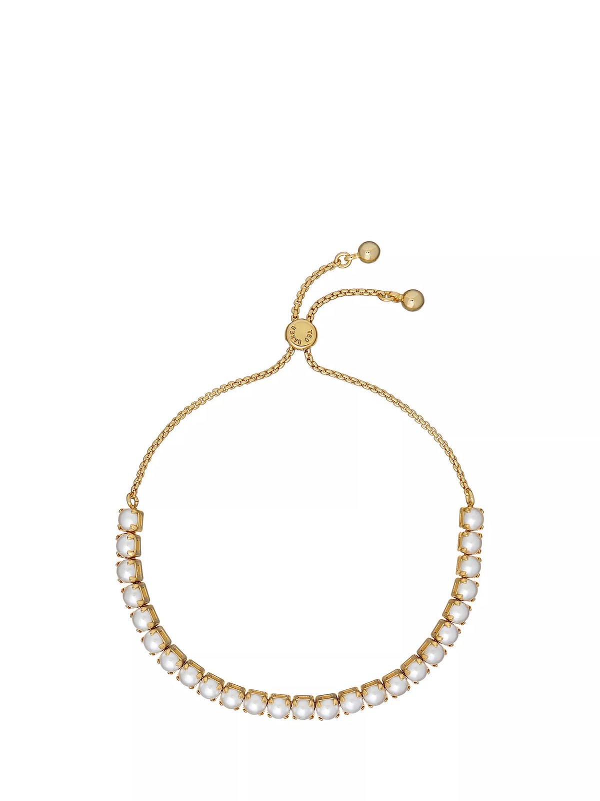 Ted Baker pearl tennis bracelet adjustable gold tone (British brand)