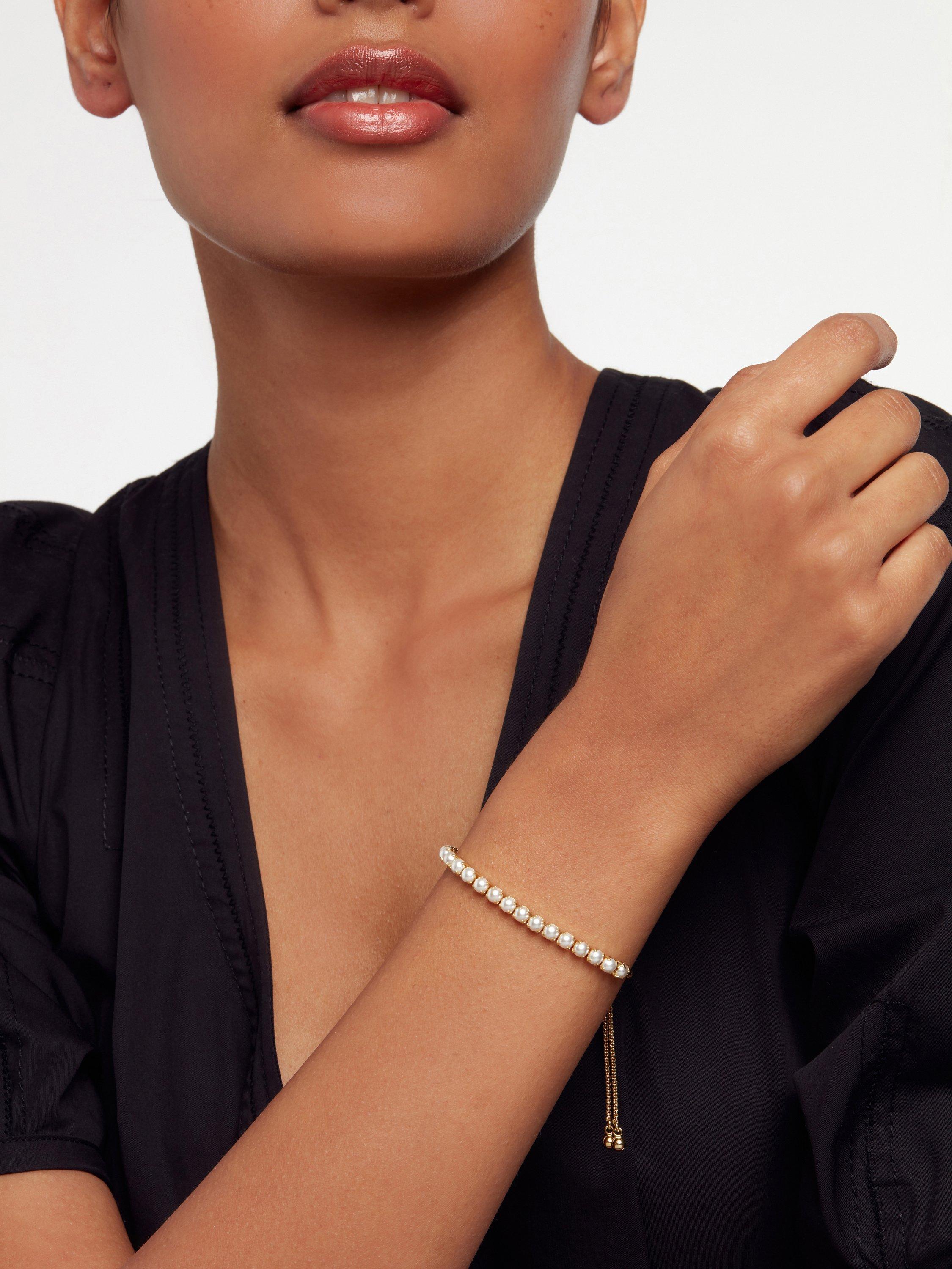 Ted Baker pearl tennis bracelet adjustable gold tone (British brand)