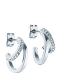Ted Baker silver tone crystal double hoop earrings (British brand)