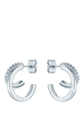 Ted Baker silver tone crystal double hoop earrings (British brand)