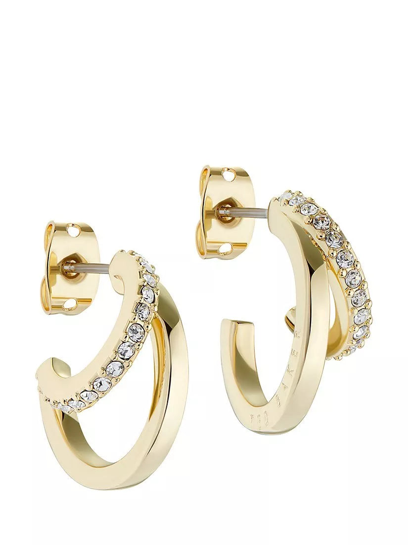 Ted Baker silver tone crystal double hoop earrings (British brand)