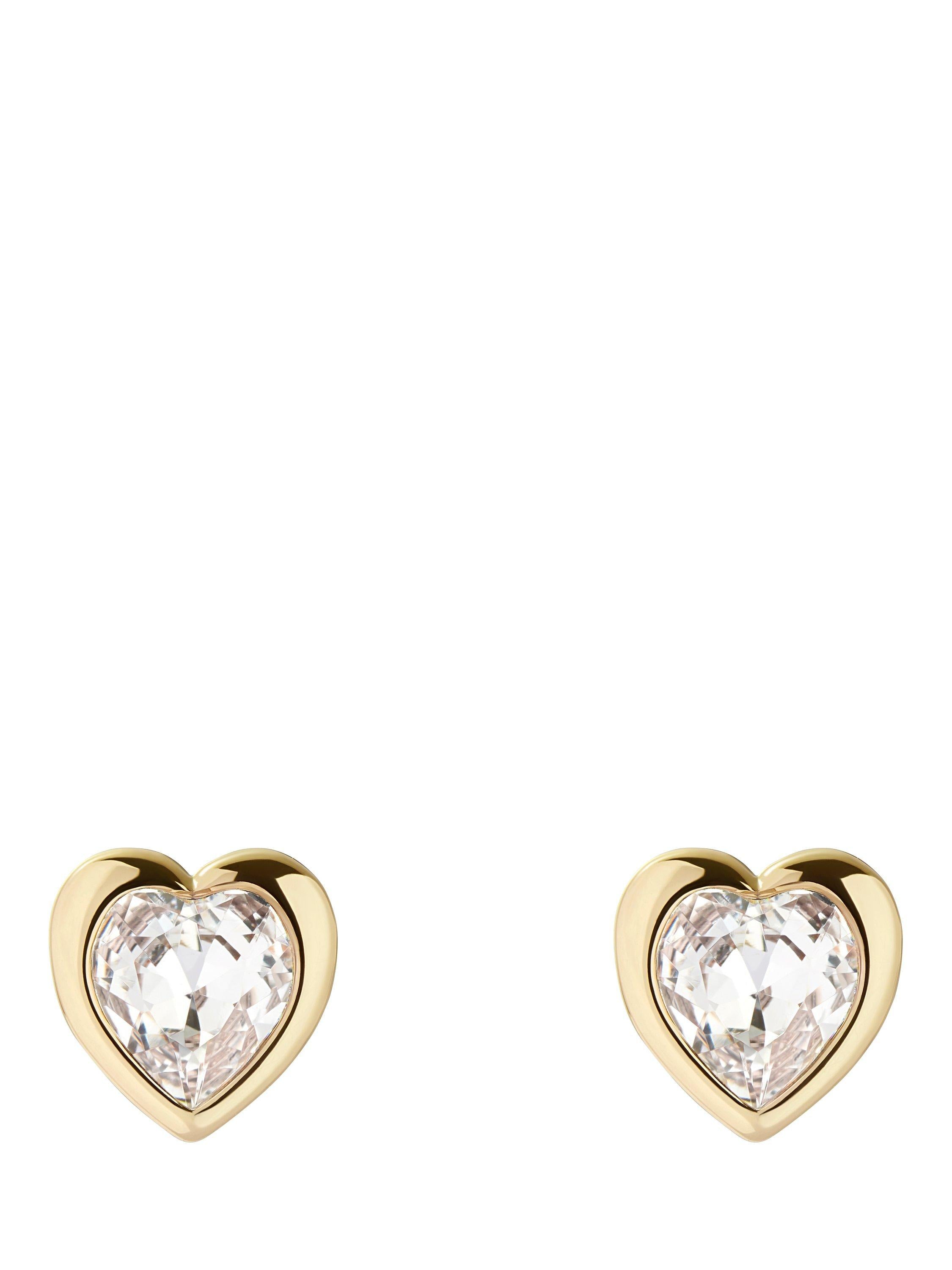 Ted Baker heart crystal stud earrings gold tone, UK version