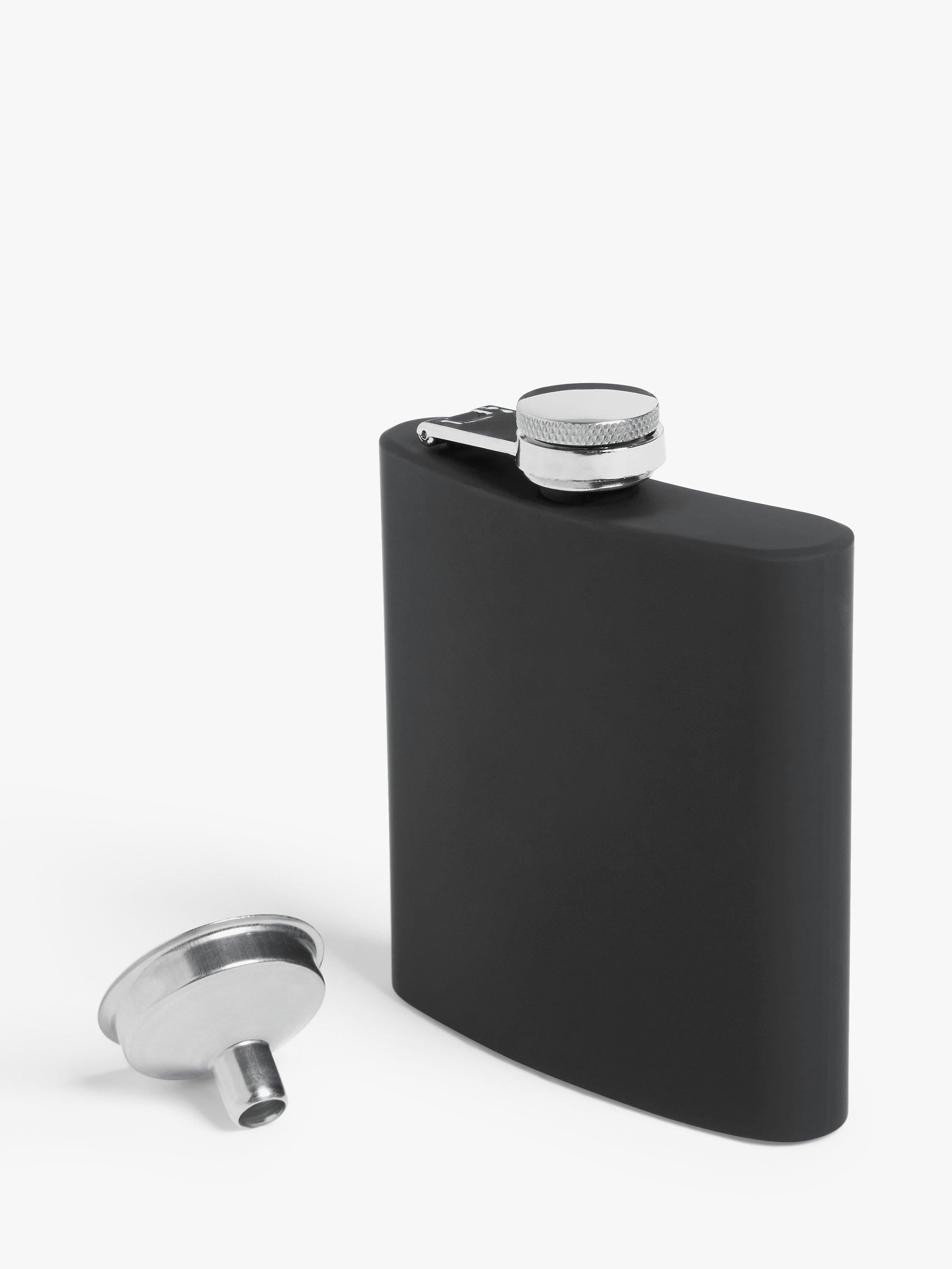 John Lewis stainless steel hip flask with funnel H9.5cm, imported from the UK