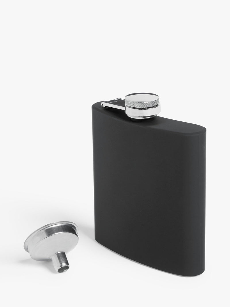 John Lewis stainless steel hip flask with funnel H9.5cm, imported from the UK