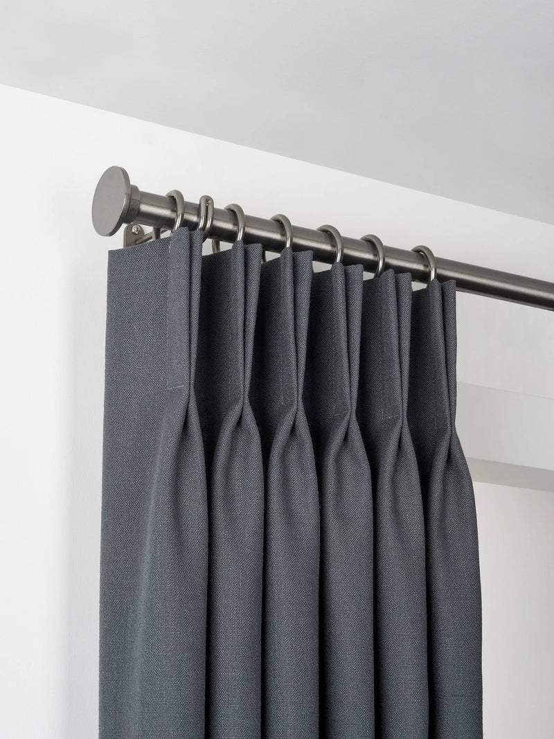 John Lewis Select Classic Curtain Pole with Rings and Disc Finial, Wall Fix, Dia.25mm, Polished Clear, L100cm
