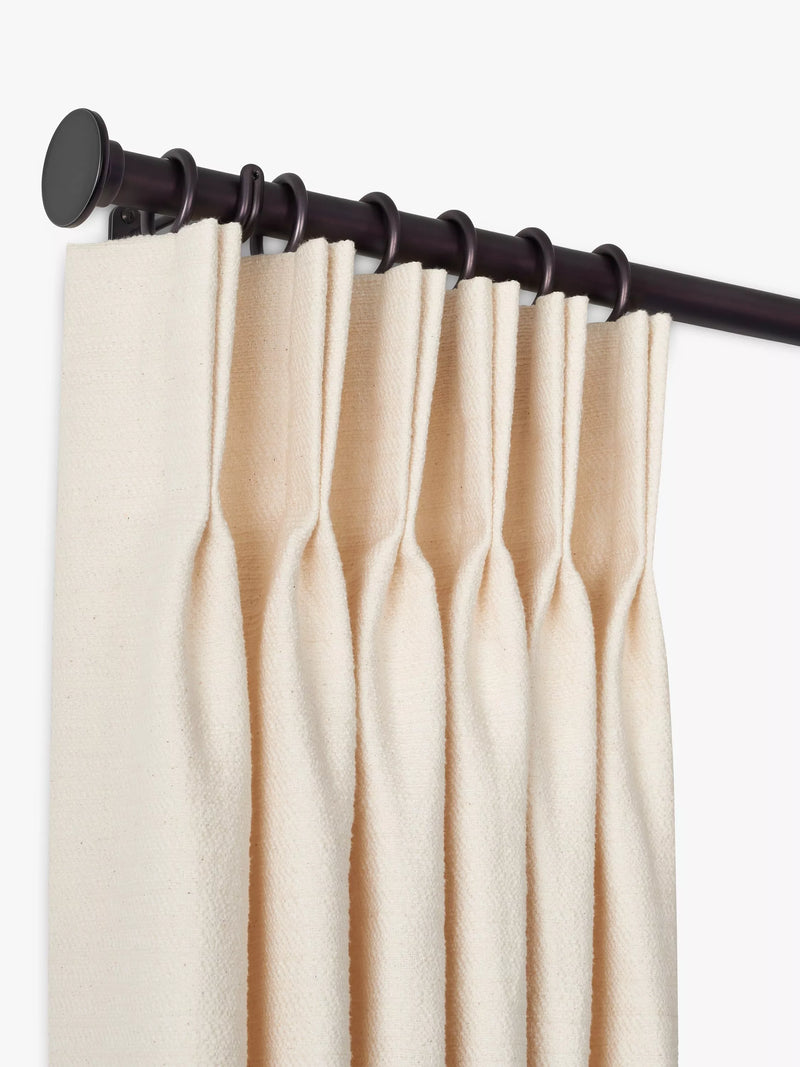 John Lewis Select Classic Curtain Pole with Rings and Disc Finial, Wall Fix, Dia.25mm, Waxed Matte, L100cm