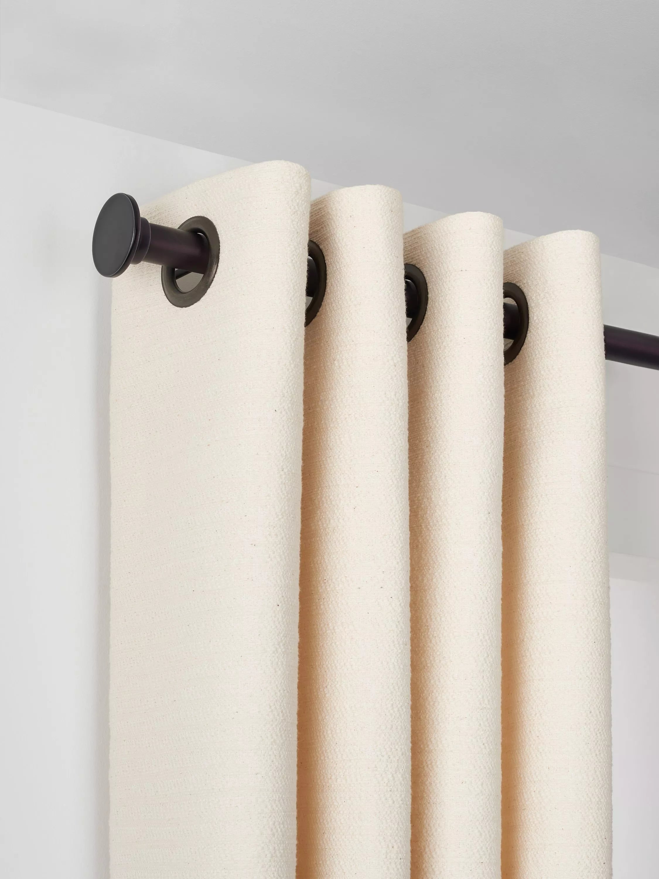 John Lewis Select Classic Eyelet Curtain Pole with Disc Finial, Wall Fix, Dia.25mm, Waxed Matt, L100cm