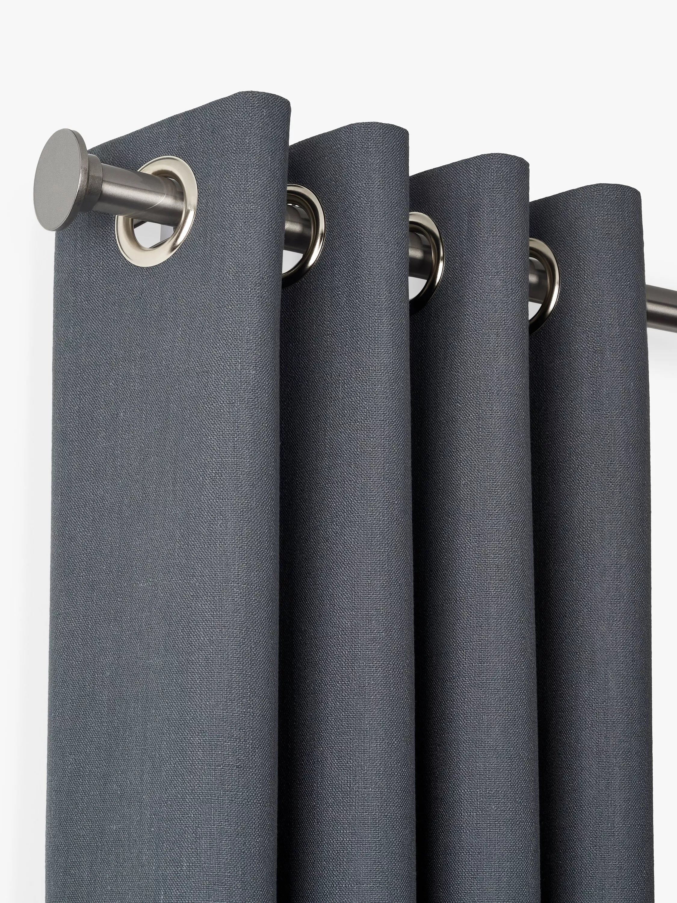 John Lewis Select Classic Eyelet Curtain Pole with Disc Finial, Wall Fix, Dia.25mm, Polished Clear, L100cm
