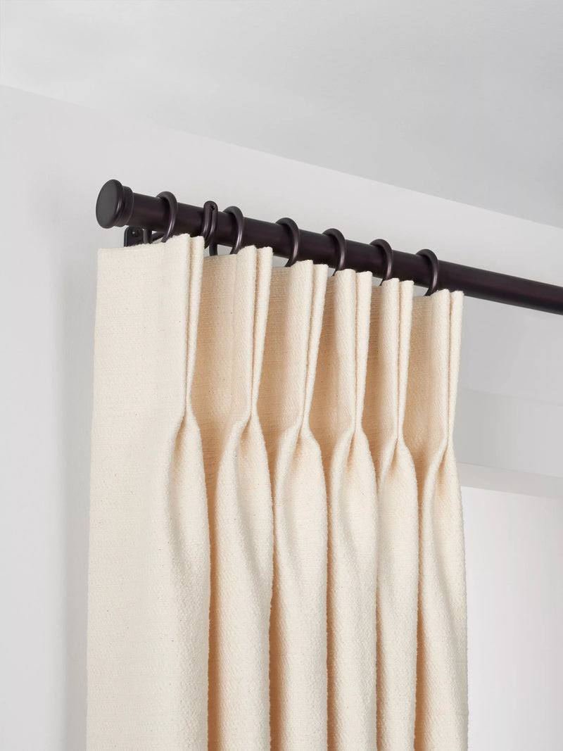 John Lewis Select Classic Curtain Pole with Rings and Stud Finial, Wall Fix, Dia.25mm, Waxed Matt, L100cm