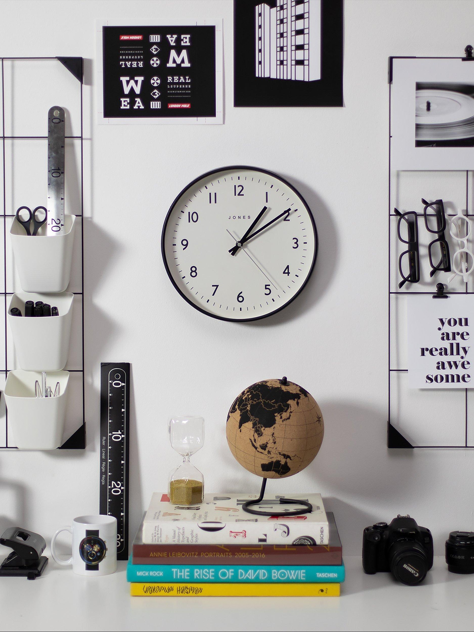 Jones Clocks Jam analogue wall clock 30cm black, UK version