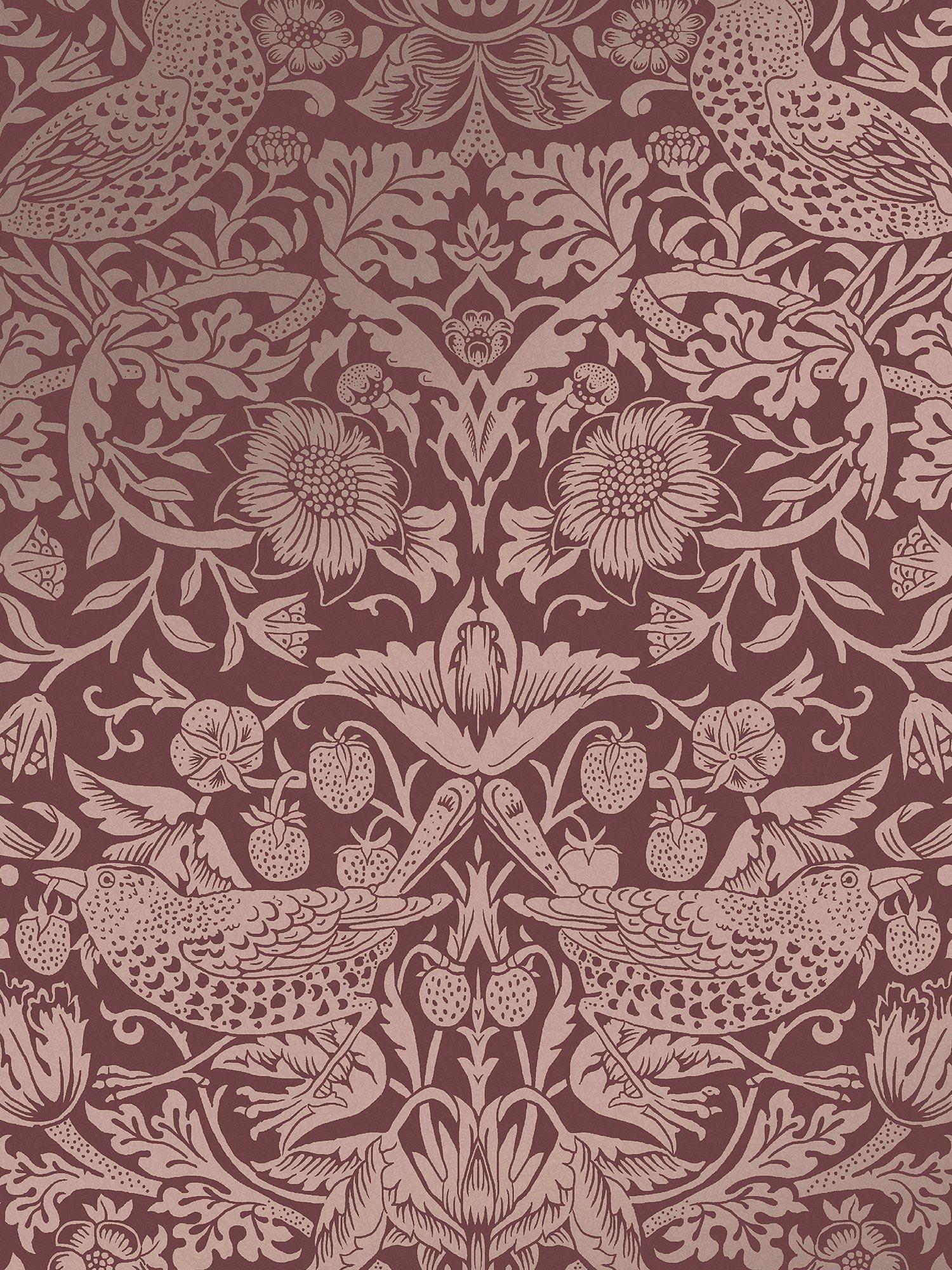 William Morris At Home Strawberry Thief patterned wallpaper 10m roll (British brand)