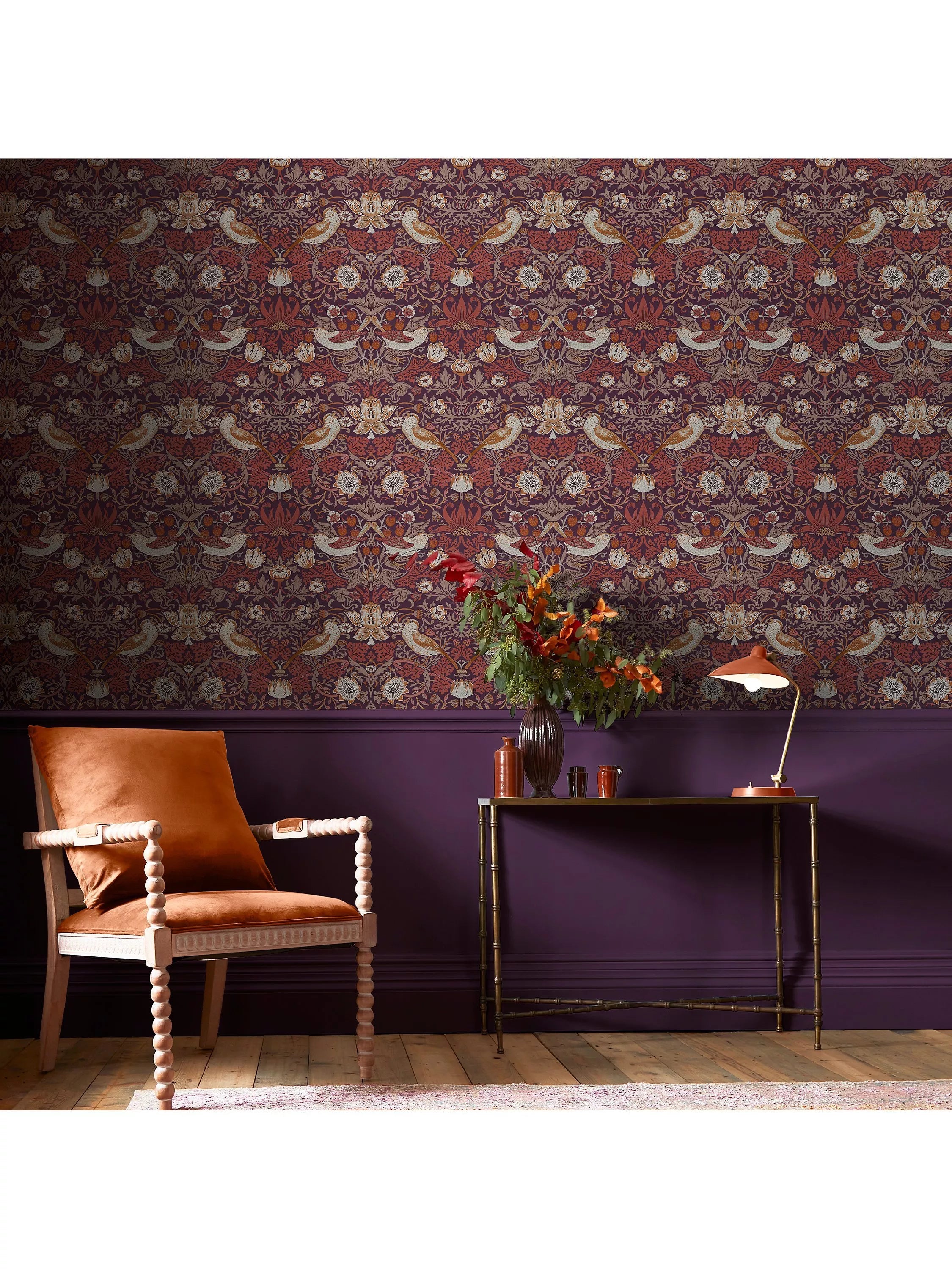 William Morris Strawberry Thief wallpaper (British brand)
