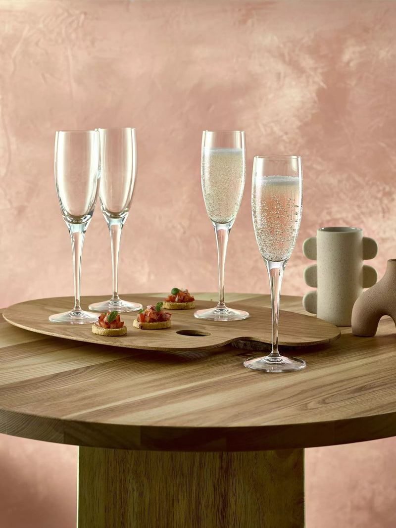Luigi Bormioli glass flute set clear 200ml, imported from the UK