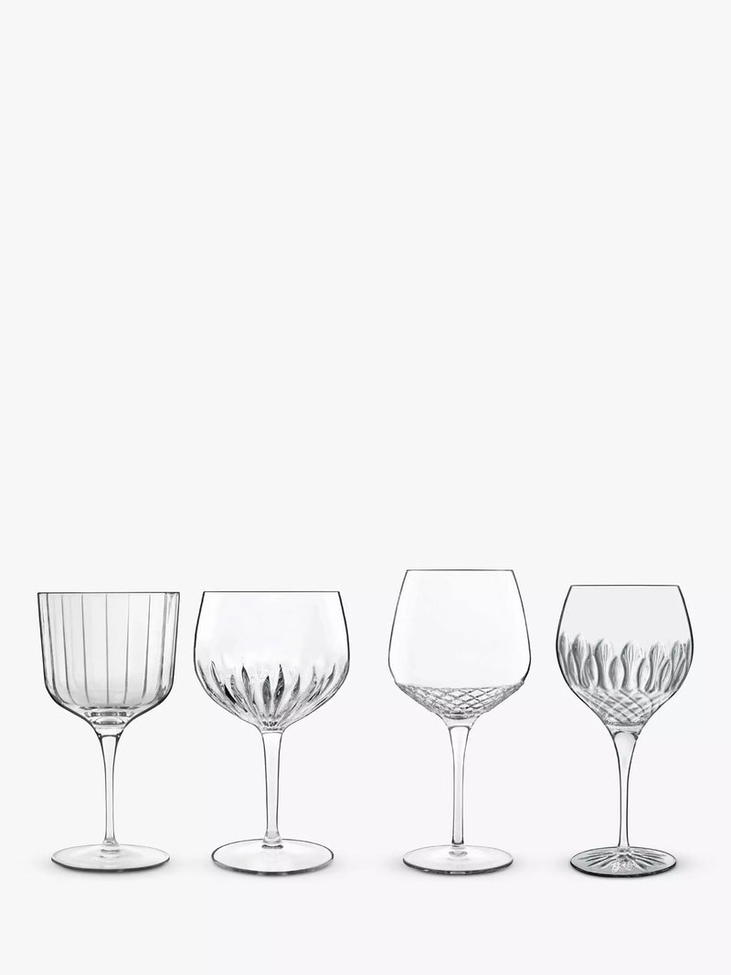 Luigi Bormioli stemmed gin glasses set of four clear patterns, UK version