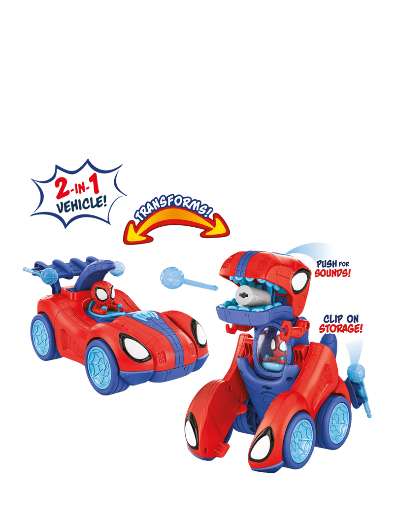 Spidey And His Amazing Friends Spidey-Rex Racer 2-in-1 vehicle toy, UK version