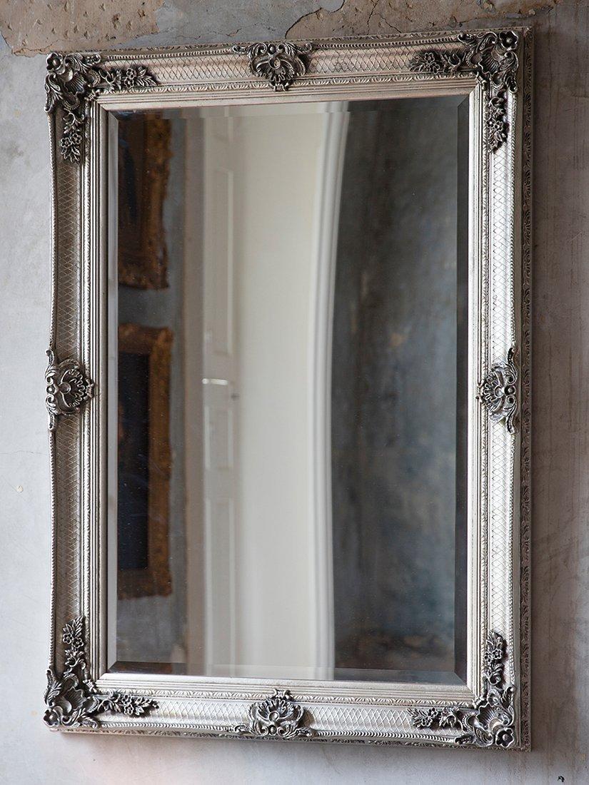 Gallery Direct Denver Baroque wall mirror silver 109.5x79cm, UK version