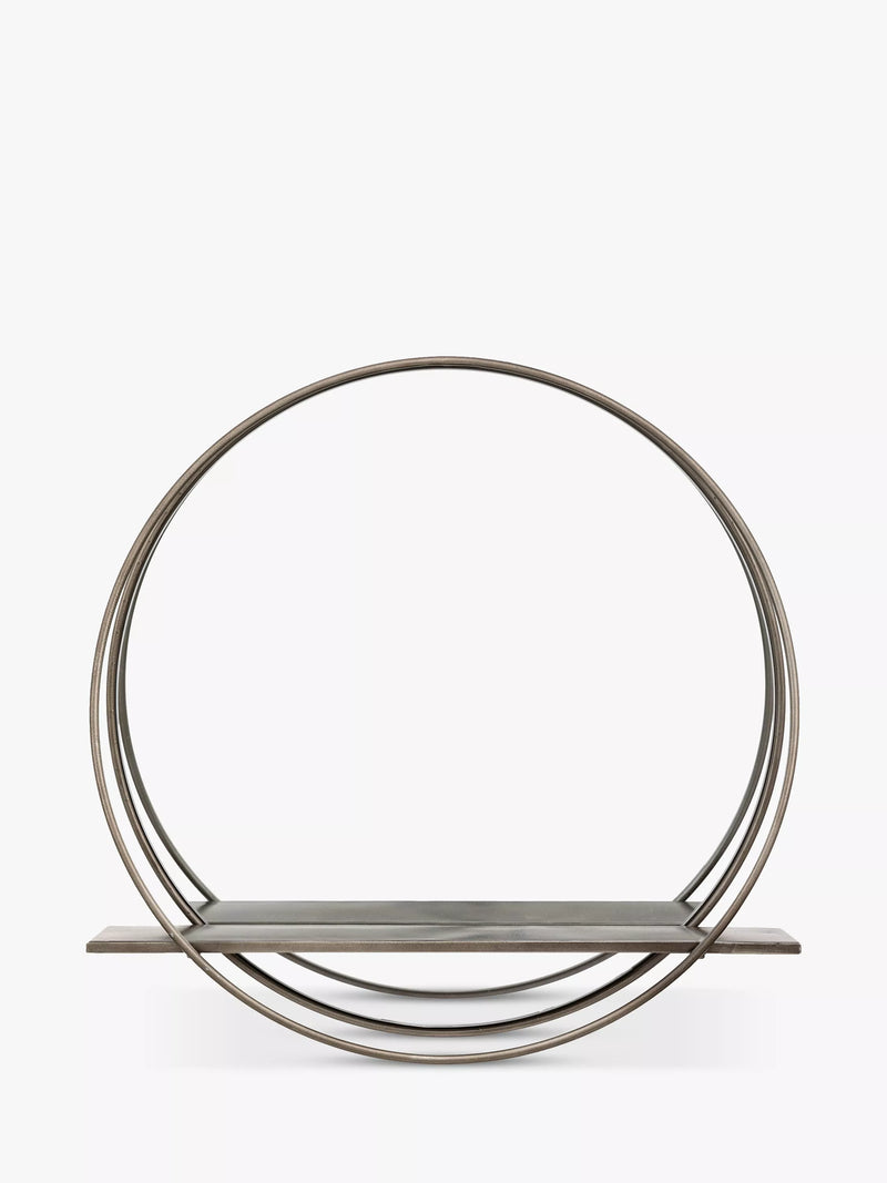 Gallery Direct Clanton black round wall mirror with shelf - British product