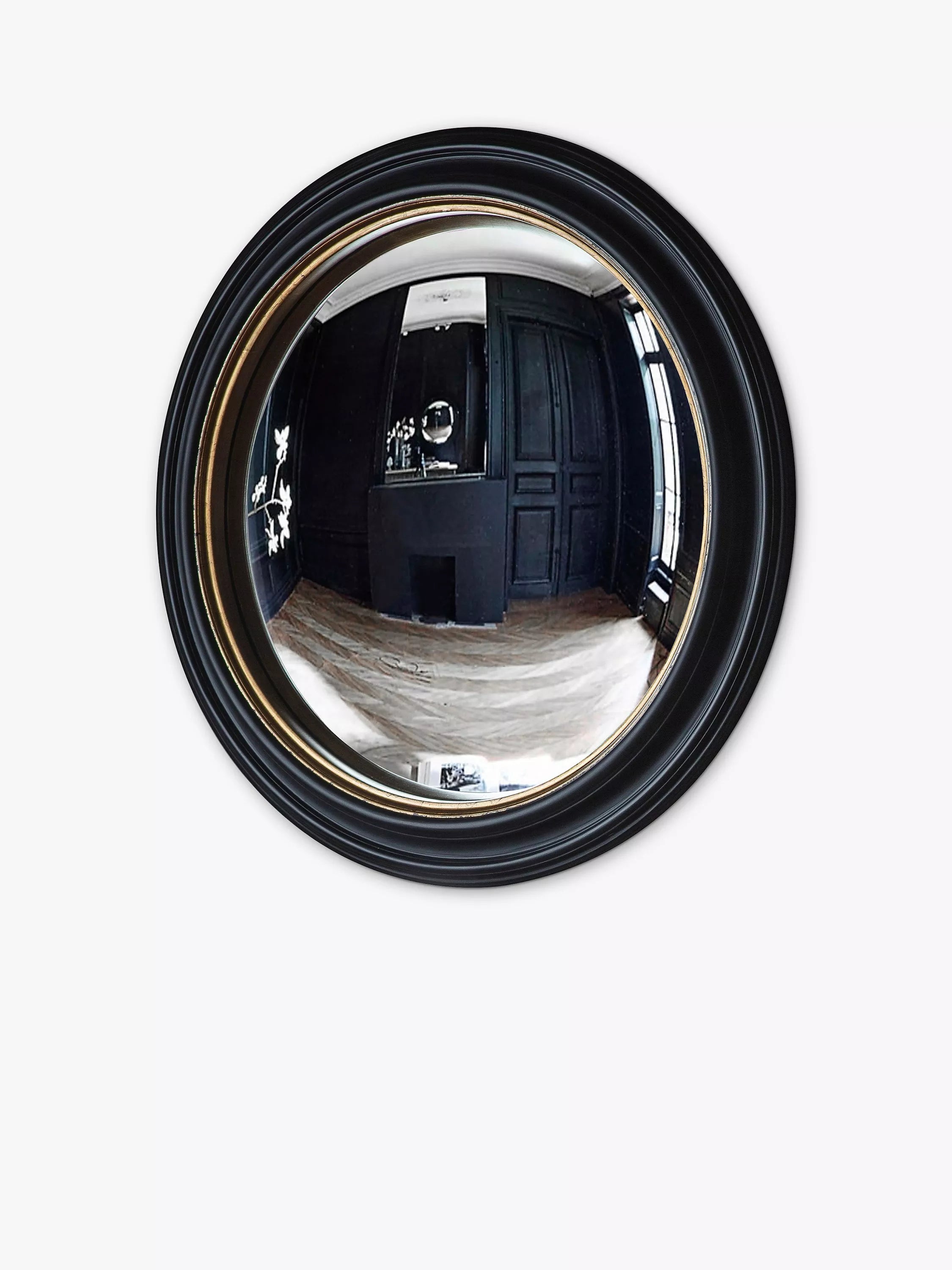 Gallery Direct convex wall mirror 50cm black gold frame, UK version