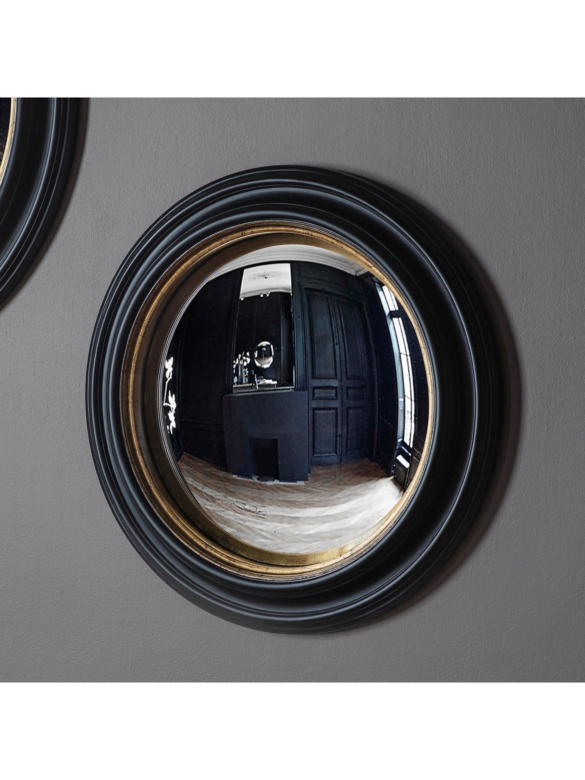 Gallery Direct convex wall mirror 50cm black gold frame, UK version