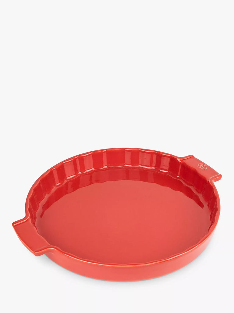 Peugeot Stoneware Fluted Round Tart Dish, 30cm, Red