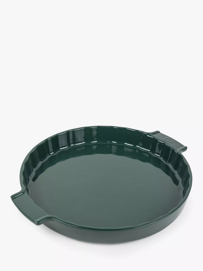 Peugeot Stoneware Fluted Round Tart Dish, 30cm, Forest Green