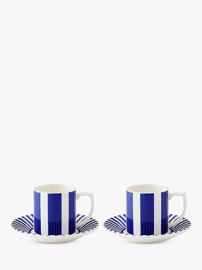 Spode Steccato earthenware espresso cup saucer set, 90ml - British product