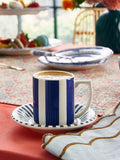 Spode Steccato earthenware espresso cup saucer set, 90ml - British product