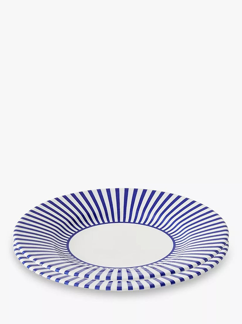 Spode Steccato earthenware side plate set 18cm blue stripe - British product