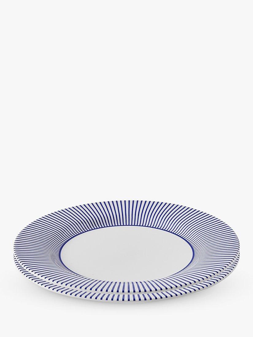 Spode Steccato dinner plates 28cm blue white, imported from the UK