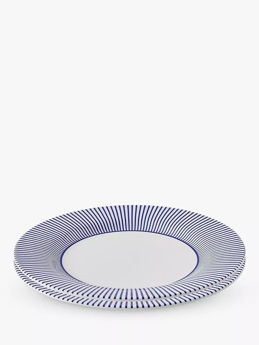 Spode Steccato dinner plates 28cm blue white, imported from the UK