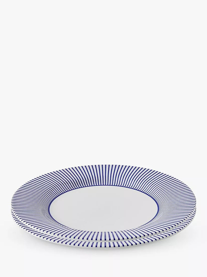 Spode Steccato dinner plates 28cm blue white, imported from the UK