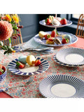 Spode side plate set of 2 18cm blue white stripes, imported from the UK