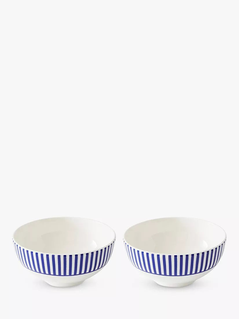 Spode earthenware bowls blue stripe 16.3cm, imported from the UK