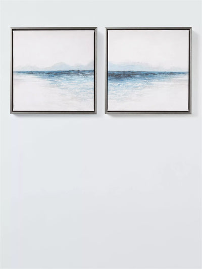 John Lewis Abstract Coastal-Inspired Framed Canvas Prints, Set of 2, 35 x 35cm, Blue- Buy online at McGrocer