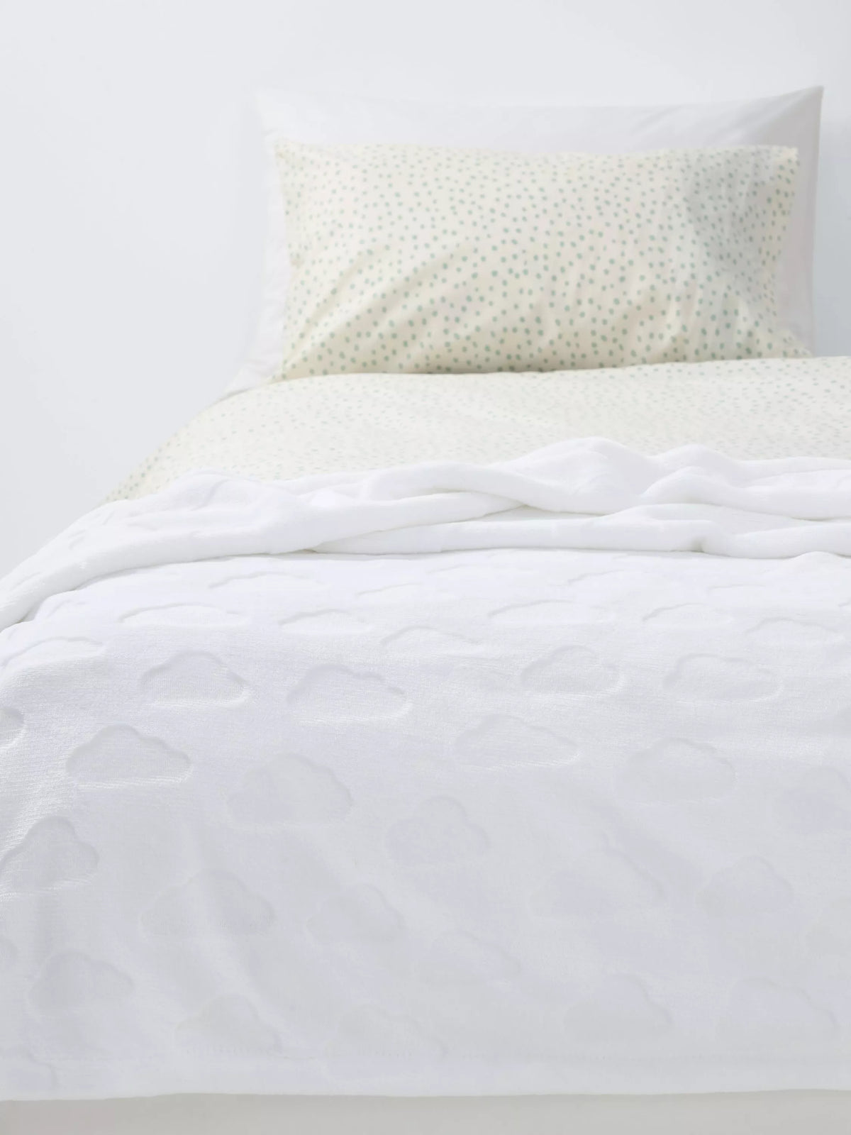 John Lewis plush baby blanket with embossed cloud design, UK version