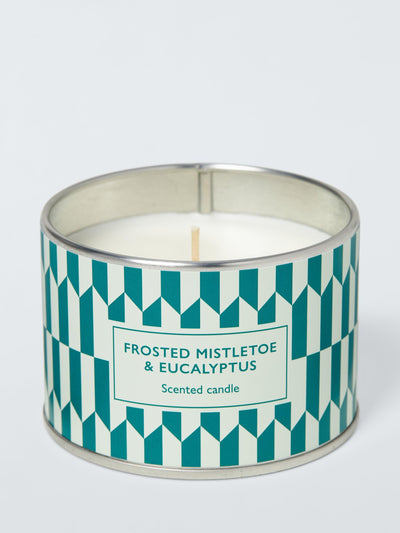 Bougie en boîte givrée Sapin et Eucalyptus parfumée 147g