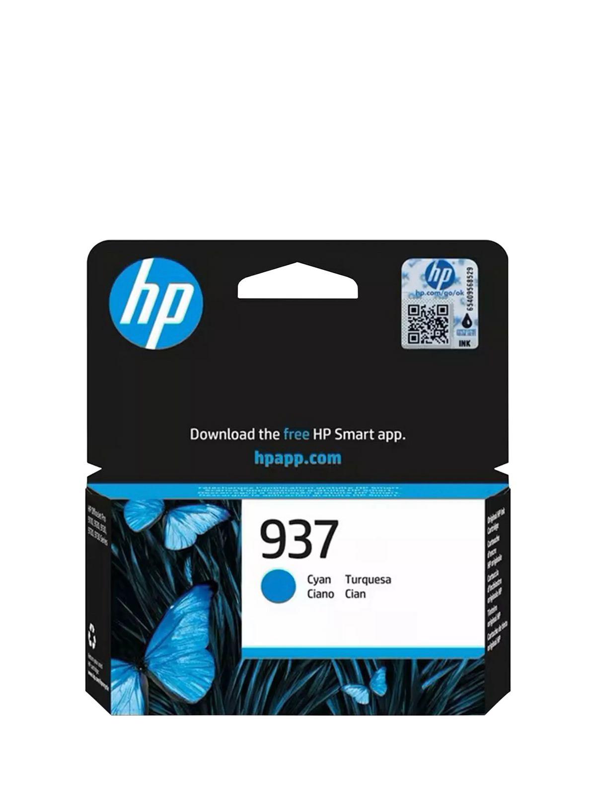 HP cyan ink cartridge, UK version