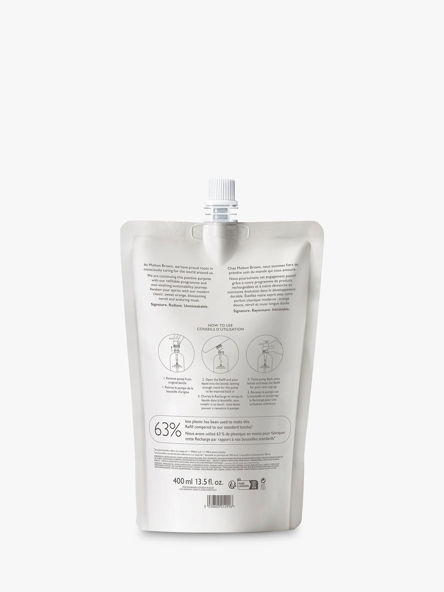 Molton Brown Orange & Bergamot hand wash refill 400ml, imported from the UK