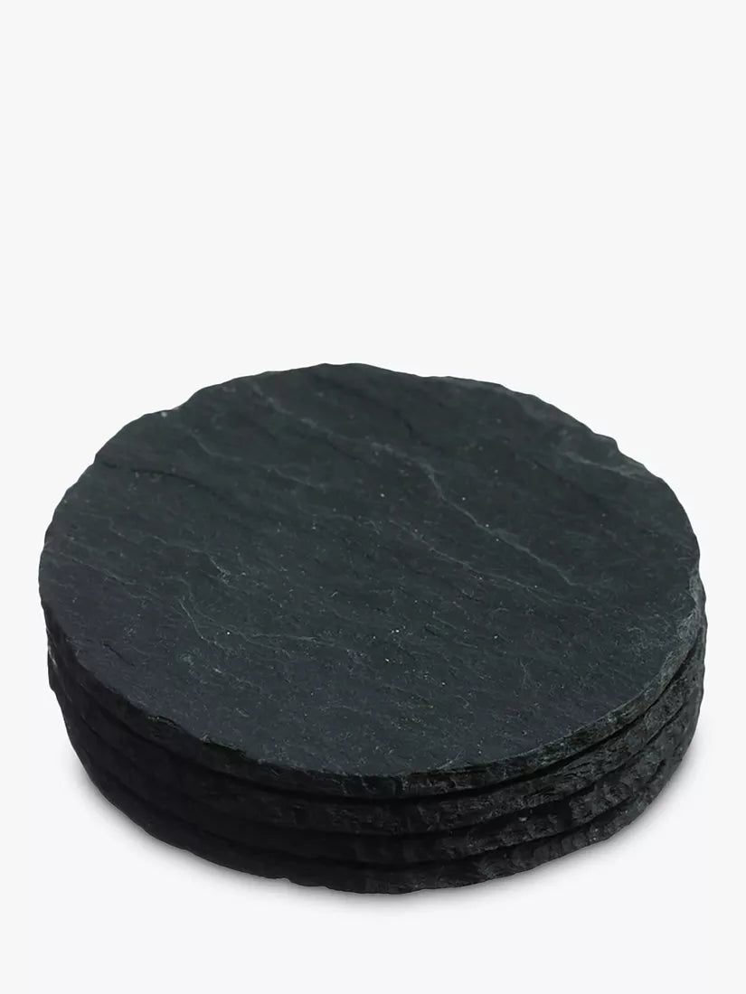 Selbrae House round slate coasters set of 4, 11cm (British brand)