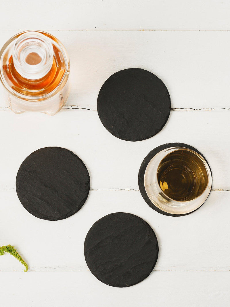 Selbrae House round slate coasters set of 4, 11cm (British brand)